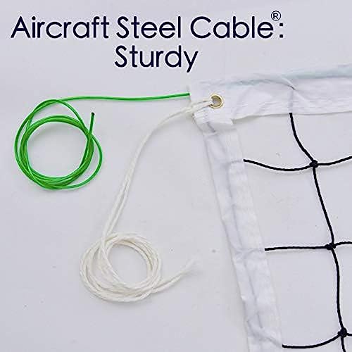 Professional Volleyball Net Outdoor Heavy Duty, All Weather Enhanced with Aircraft Steel Cable, Regulation 32x3FT Replacement Net for Backyard Beach Pool Indoor