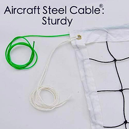 Professional Volleyball Net Outdoor Heavy Duty, All Weather Enhanced with Aircraft Steel Cable, Regulation 32x3FT Replacement Net for Backyard Beach Pool Indoor