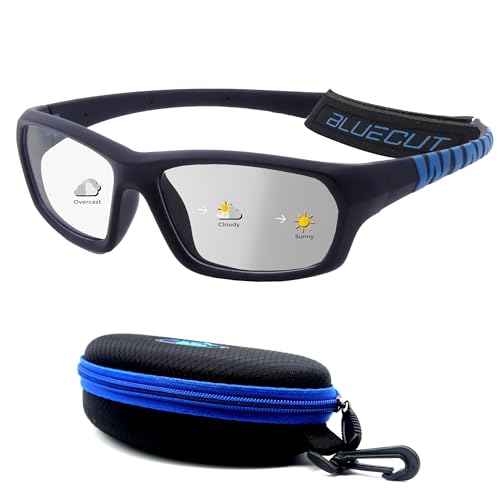 BLUE CUT Sports Protection Goggles, Photochromic Lenses Safety Glasses for Basketball, Pickleball and Outdoor Sports - color: Black/Photochromic