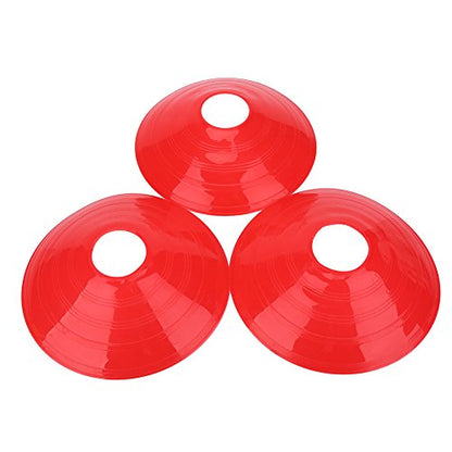 10 Pack Soccer Cones Field Markers Football Training Discs, with Carrying Handle for Speed Agility Training Skateboard Parking Traffic - color: Red