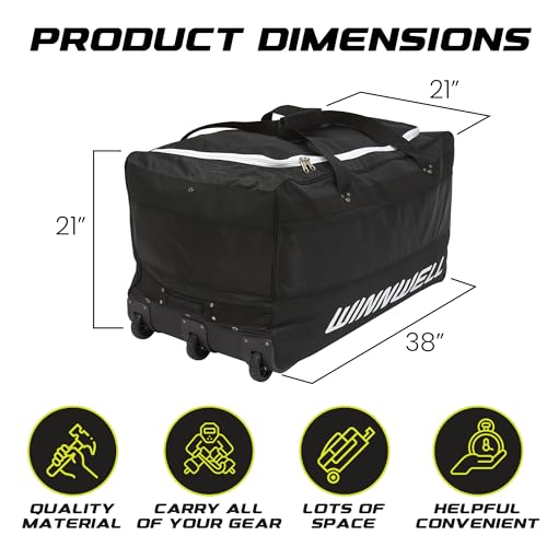 Winnwell Hockey Wheel Goalie Bag - Large Equipment Bag with Wheels to Store Goalie Gear - Made for Ice & Field Hockey Goalies