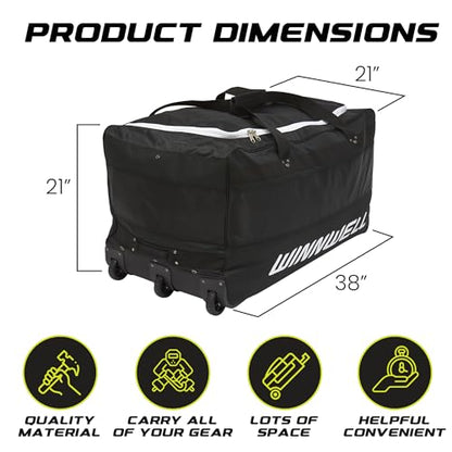 Winnwell Hockey Wheel Goalie Bag - Large Equipment Bag with Wheels to Store Goalie Gear - Made for Ice & Field Hockey Goalies