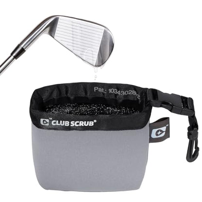 Club Scrub Golf Club and Golf Ball Cleaning Bag, Waterproof Clean Face Technology Liner, Detachable Clip, Machine Washable, Cleans Club Grooves, Dry Exterior (Neoprene or Microfiber Option Available)
