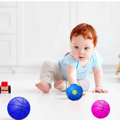 ABAJI Mini 2 Pack Toy 5 inch Basketball Soccer Ball Pump Needle Rubber Material Mini Hoop Toddlers Kids Teenagers Swimming Pool Indoors Outdoors - color: Orange