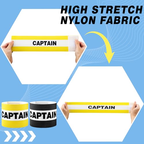 VioraWhite 12pcs Captain Arm Bands for Soccer Captain Armband Adjustable Unisex Elastic for Team Training - color: Yellow，black