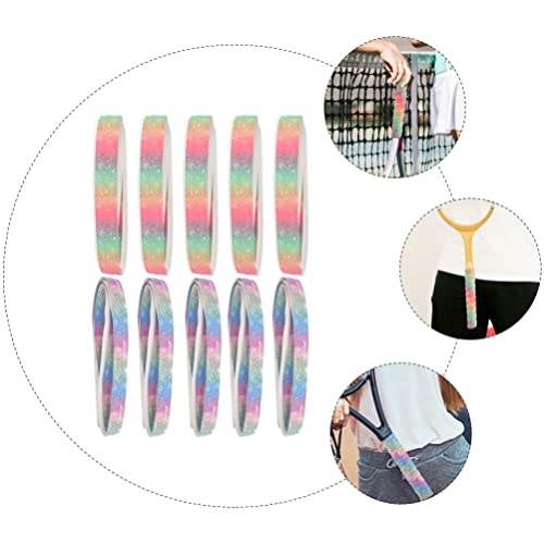 INOOMP 10pcs Tennis Racket Grip Tape Rainbow Color Badminton Grip Tape Anti Slip Absorbent Sweat Pu Racquet Handle Grip Tennis Overgrip for Rackets