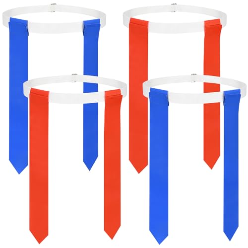 DkOvn Flag Football Set, Flag Football Belts with Flags, Easy Tear Away Belt for Youths, Adult Players of Flag Football - color: 4pcs(2 Blue+2 Red)