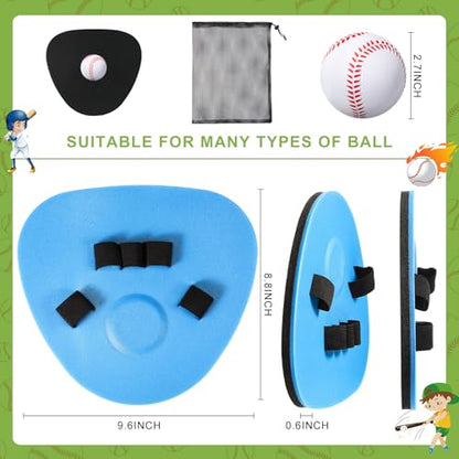 Leyndo 8 Pcs Baseball Training Glove Foam Fielding Trainer Pancake Glove with Foam Baseballs Practice Baseballs for Quick Hands Batting Infield Training Practice Two Hands - color: Blue