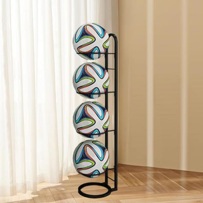 kowaku Vertical Ball Storage, Basketball Storage Shelf, Metal Volleyball Stand Holder, 5 Tier Ball Rack, Basketball Rack for Garage