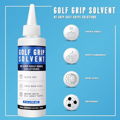 CHAMPKEY Deluxe Grip Repair Kits for Regripping Golf Clubs - Inlcudes Hook Knife, 2" x 10" Professional Tapes, 5 oz Solvent and Rubber Vise Clamp - style: 4 In 1 Kits