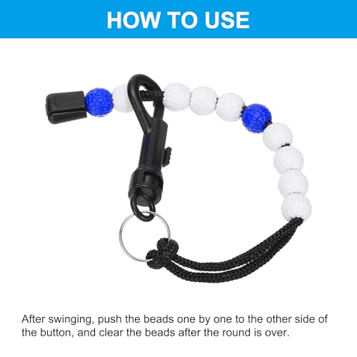 Golf Beads Score Counter, Golf Stroke Counter Beads with Clips Golf Accessories for Women Men Golfer Strokes Count, White/Blue