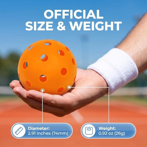 Outdoor Pickleballs, Regulation Size Tournament Pickleball Balls, Durable Pickleball Balls for Outdoor Courts & Training
