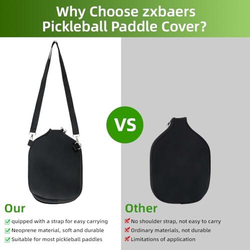 zxbaers 2PCS Pickleball Paddle Cover, Universal Pickleball Racket Sleeve Neoprene with Shoulder Strap, Pickleball Paddle Storage Bag Fit for Most USAPA Standard Pickleball Paddle Accessories