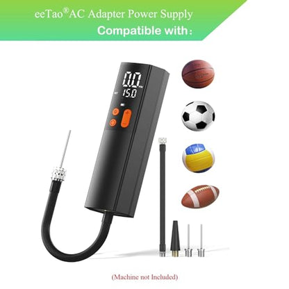 5V AC/DC Adapter + USB C Charging Cable Compatible with Teffim CZK-3693 CZK3693 Electric Ball Pump Volleyball Pump, Basketball Inflator, Football & Soccer Ball Air Pump Power Supply Cable Cord