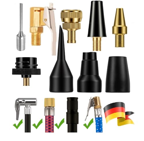 8 Piece Inflation Adapter Kit for Compressor Accessories Including Ball Needle and Bicycle Tyre Valve Adapter