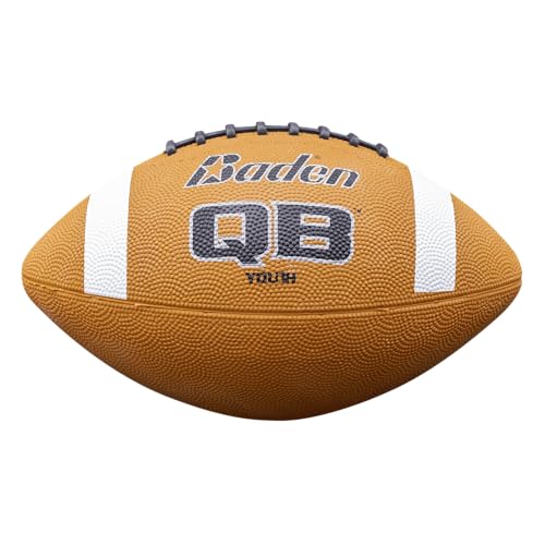 Baden QB Rubber Football | Molded Rubber Cover and Laces Holds up to Tough Conditions | Ideal for Backyard Play, Camps & Leagues | Brown | Pee-Wee, Junior, Youth, Official Sizes - size: Youth Size 7, style: 6-Pack