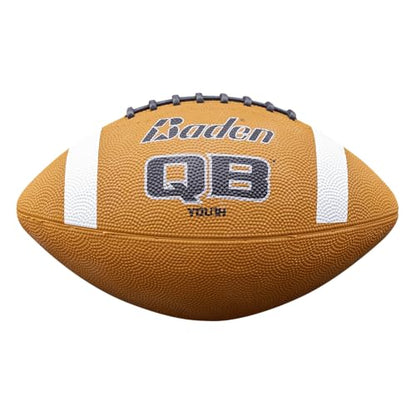 Baden QB Rubber Football | Molded Rubber Cover and Laces Holds up to Tough Conditions | Ideal for Backyard Play, Camps & Leagues | Brown | Pee-Wee, Junior, Youth, Official Sizes - size: Youth Size 7, style: 6-Pack