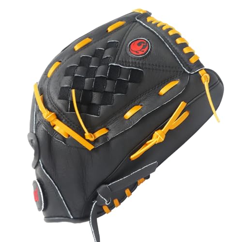 PHINIX 12 1/2 Inch Slowpitch All Pigskin Softball Gloves Multiple Colors - color: Black