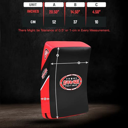 Farabi Sports Kick Shield 20.5 inches Large Curved Muay Thai Kicking Shield Strike Pad MMA Punching Foot Target Boxing Training Kick Pad Martial Arts Karate Taekwondo Kick Pad X 1 Unit - color: Red Black