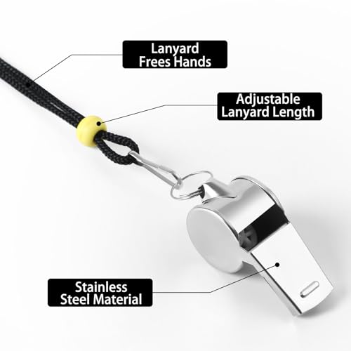 SANNIX 28 Pack Whistle, Coach Whistle with Lanyard Sports Whistles Loud Crisp Sound Whistle for Coaches Referees Training Gyms Emergency - color: Silver