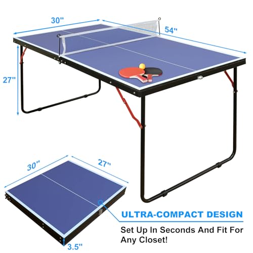 Portable Table Tennis Table, Mid-Size Ping Pong Table