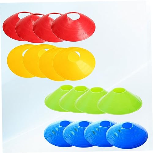 KESYOO 16 Pcs Soccer Training Disc Cones Football Marker Trays in Red Blue Green Yellow for Agility Drills and Outdoor Sports Practice