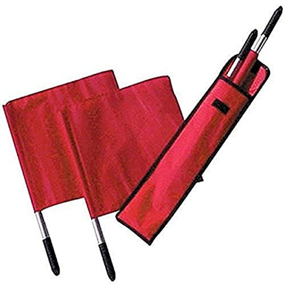 Tandem Sport Deluxe Red Linesman Flags - Referee Flags with Comfortable Soft Grip Handles - Volleyball and Soccer Referee Flags - Set of 4 with Carrying Bag