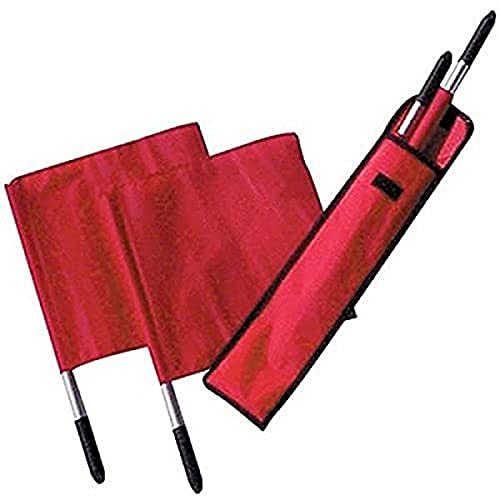 Tandem Sport Deluxe Red Linesman Flags - Referee Flags with Comfortable Soft Grip Handles - Volleyball and Soccer Referee Flags - Set of 4 with Carrying Bag