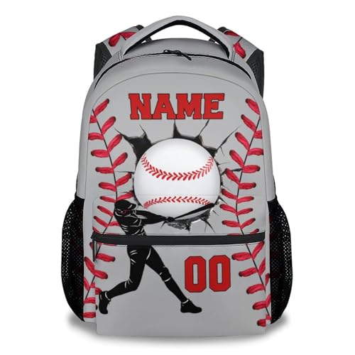 Mercuryelf Custom Kids Baseball Backpack for Boys Toddler – 17 Inch Lightweight Sports Bookbag for Elementary Middle School Students, Large Capacity School Backpack Gift - color: Grey