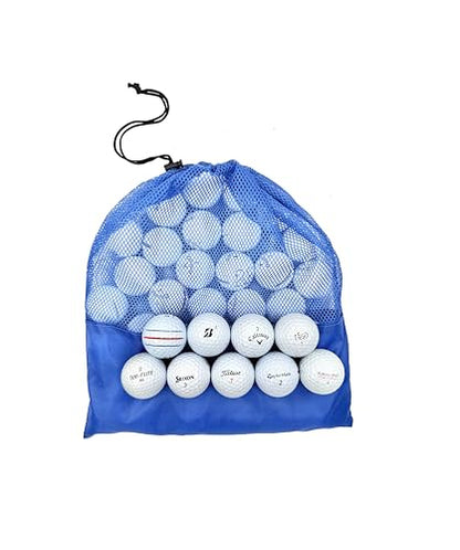 50 Store Brand Assorted Value Used Golf Balls in Reusable Mesh Bag - Near Mint Condition - 4A/3A - White