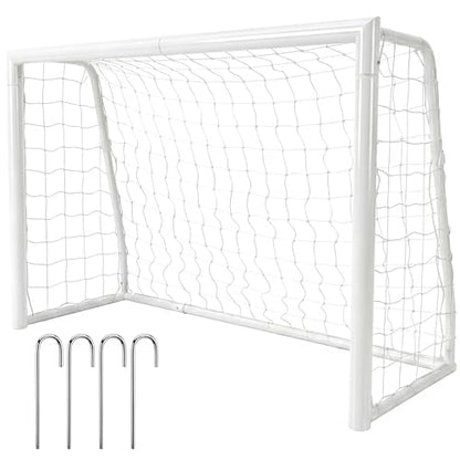 Steel Competition Soccer Goal, 6x4 ft Portable Backyard Soccer Goal with Net & Ground Stakes, Outdoor Practice Goal for Adults & Youth