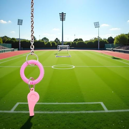 Pink Sports Whistle with Adjustable Wrist Strap - High-Frequency Sound for Coaches, Referees and Team Sports, Durable Plastic Emergency Whistle for Soccer, Baseball and Outdoor Safety（2Pcs）