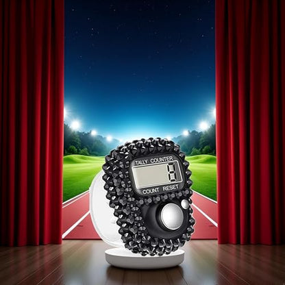 Electronic Finger Tally Counter Clicker Counter,Portable Digital Display Tally Counter,Convenient Resettable Mini Lap Counter for Golf Goods Counting Accessories,Track and Field Lap Counters - color: Black