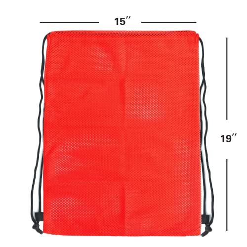 GSE Games & Sports Expert 19"x15" Red Mesh Backpack Bag. Mesh Drawstring Sports Equipment Sackpack for Gym Gear, Swimming, Toys, Baseballs/Softballs, Pickleballs - color: Red, style: 19"x15" Backpack(1-pack)