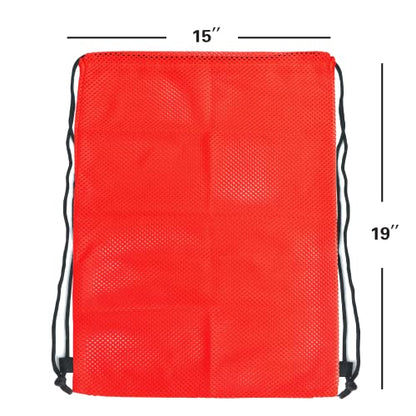 GSE Games & Sports Expert 19"x15" Red Mesh Backpack Bag. Mesh Drawstring Sports Equipment Sackpack for Gym Gear, Swimming, Toys, Baseballs/Softballs, Pickleballs - color: Red, style: 19"x15" Backpack(1-pack)