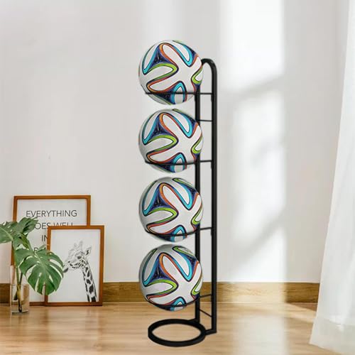 kowaku Vertical Ball Storage, Basketball Storage Shelf, Metal Volleyball Stand Holder, 5 Tier Ball Rack, Basketball Rack for Garage