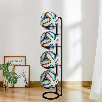 kowaku Vertical Ball Storage, Basketball Storage Shelf, Metal Volleyball Stand Holder, 5 Tier Ball Rack, Basketball Rack for Garage
