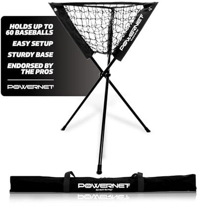 PowerNet Baseball Softball Portable Ball Caddy, Holds Bucket of Baseballs, Softballs, Tennis Balls, Use During Batting Practice Training and Drills - color: Black, style: Portable Batting Practice Ball Caddy