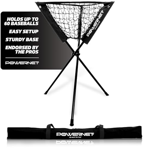 PowerNet Baseball Softball Portable Ball Caddy, Holds Bucket of Baseballs, Softballs, Tennis Balls, Use During Batting Practice Training and Drills - color: Black, style: Portable Batting Practice Ball Caddy