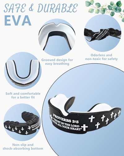 Piemow 4 Pcs Mouth Guard - Faith Cross Mouthguard with Case, Religious Adult Mouth Guards Braces for Football Boxing Basketball Lacrosse Hockey and All Contact Sports - color: 3:5+cross