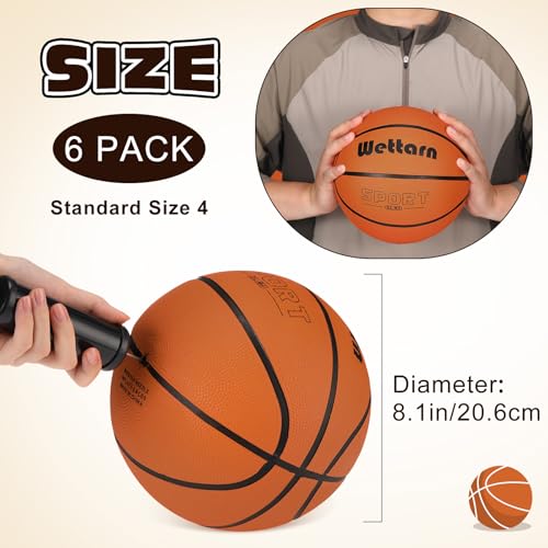 Wettarn Rubber Training Basketball with Pump Street Ball Made for Teens Adults Indoor and Outdoor Game Gym Training Competition Basketball Games - size: Size 4