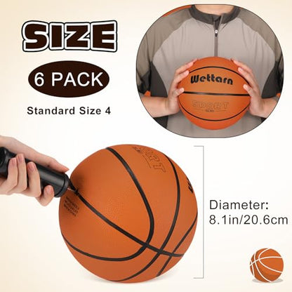 Wettarn Rubber Training Basketball with Pump Street Ball Made for Teens Adults Indoor and Outdoor Game Gym Training Competition Basketball Games - size: Size 4