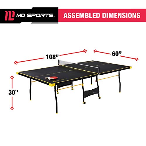MD Sports Table Tennis Tables Multiple Styles Ping Pong Tables, Foldable for Easy Storage with Nets Included, Perfect for Family Game Rooms | Multiple Styles - style: Black & Yellow