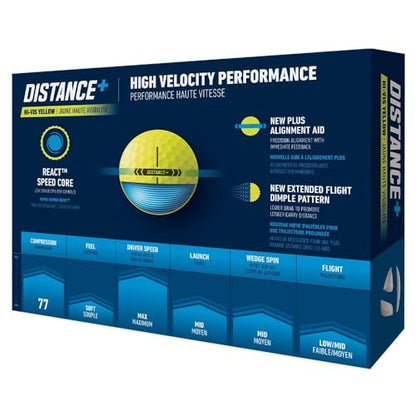 TaylorMade Golf Distance+ Golf Balls - color: Yellow, style: 2025