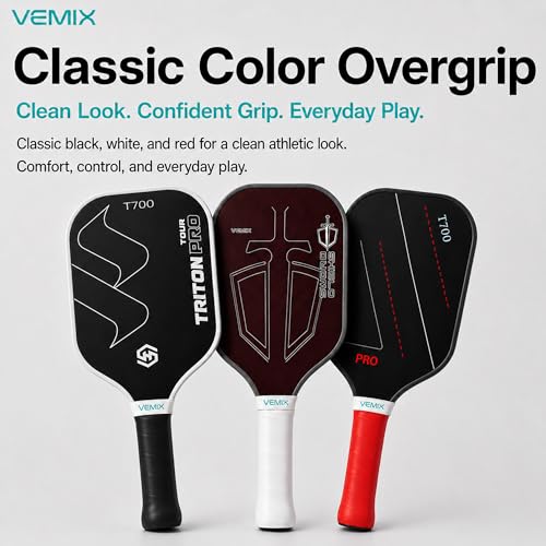 Pickleball Overgrip Tape – Non-Slip Sweat-Absorbing Replacement Grip for Paddle & Tennis Racquet, Soft Cushion Comfort, Multi-Pack Color Options - style: Black 3 + Red 3