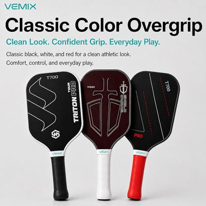 Pickleball Overgrip Tape – Non-Slip Sweat-Absorbing Replacement Grip for Paddle & Tennis Racquet, Soft Cushion Comfort, Multi-Pack Color Options - style: Black 3 + White 3