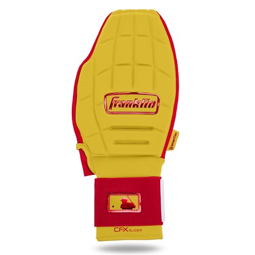 Franklin Sports MLB Baseball + Softball Sliding Mitt - CFX PRT Adult + Youth Protective Baserunning Sliding Gloves - Left + Right Hand Mitt - Hand + Wrist Protector for Running - Kids + Adults Sizes - color: Yellow/Red, size: Youth