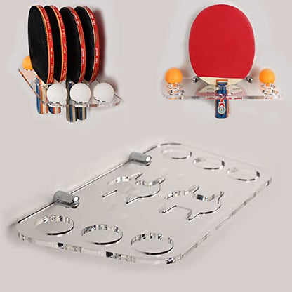 Ping Pong Paddle Storage Rack Table Tennis Racket Display Wall Mounted Holder ，for Storage Balls and Paddles，Balls Storage in Bar Room, Game Room, Garage, Home