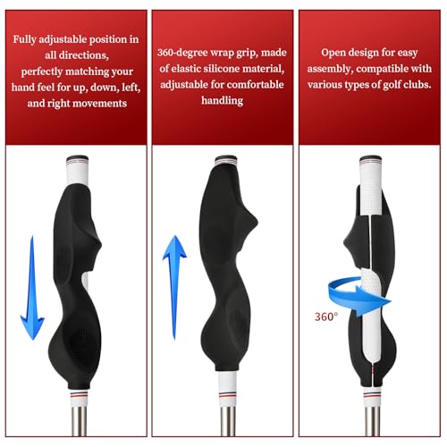 Golf Grip Trainer, Silicone Full-Cover Swing Training Aid, Corrects Grip Posture & Builds Muscle Memory, Adjustable for All Clubs, Right-Handed Golfers