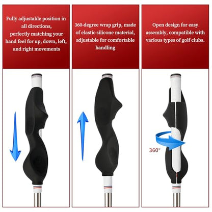 Golf Grip Trainer, Silicone Full-Cover Swing Training Aid, Corrects Grip Posture & Builds Muscle Memory, Adjustable for All Clubs, Right-Handed Golfers